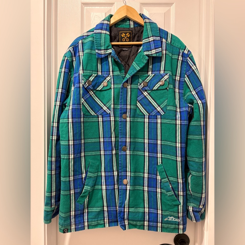 Alpinestars Blue and Green Plaid Shirt Jacket Lined XL CLEAN OUT SALE